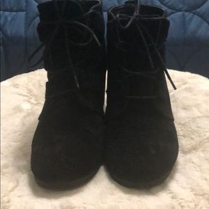 Black lace up wedges